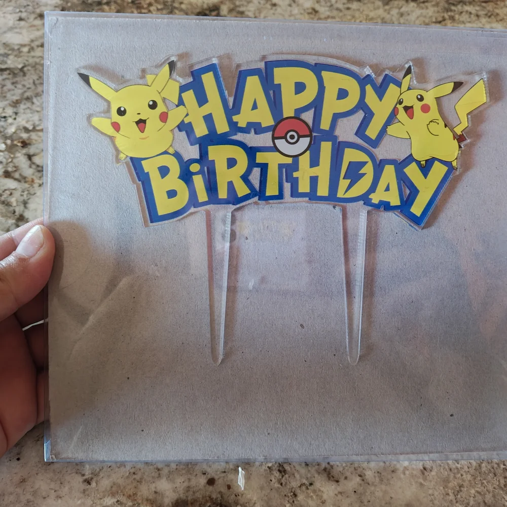 Pikachu Happy Birthday Cake Topper & Mold - Blue and Yellow